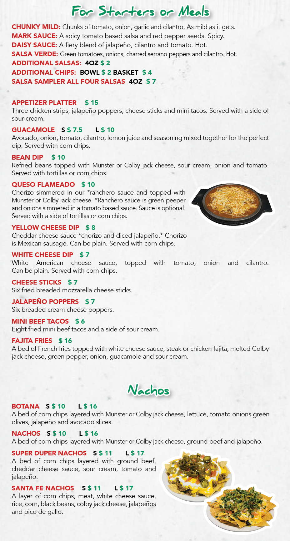 El Maguey Starters Menu Page
